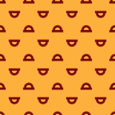 Kahverengi arka planda derece simgesi izole Dikişsiz desen ölçme için kırmızı Protractor ızgara. Tilt açı ölçer. Ölçüm aleti. Geometrik sembol. Vektör Illustration