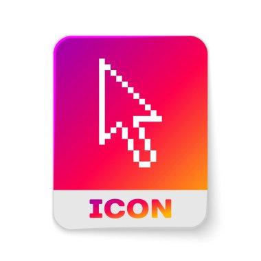 Beyaz piksel ok imleç simgesi beyaz arka planda yalıtılmış. Dikdörtgen renk düğmesi. Vektör Illustration