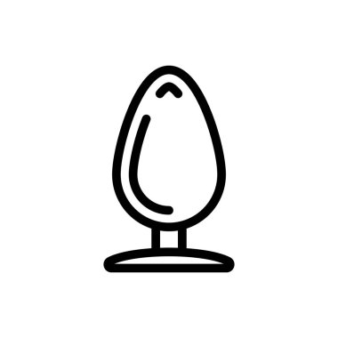 Siyah anal fiş simgesi beyaz arka planda izole. Popo fişi işareti. Fetiş aksesuarı. Erkek ve kadın için seks oyuncağı. Vektör Illustration