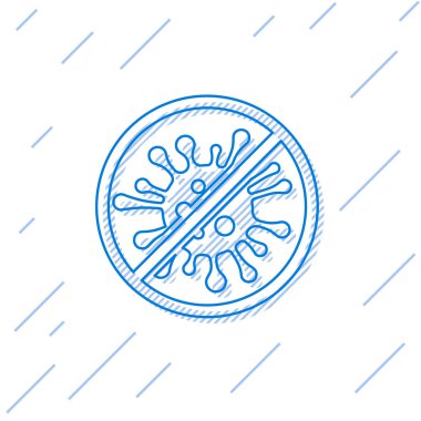 Mavi hat stop virüs, bakteri, mikroplar ve mikrobe simgesi beyaz arka planda izole. Antibakteriyel ve antiviral savunma, koruma enfeksiyonu. Vektör Illustration