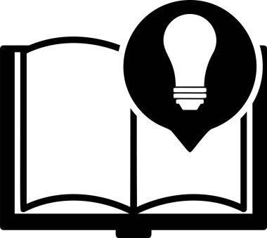 Siyah Ilginç gerçekler simgesi beyaz arka planda izole. Kitap veya makale ve ampul. Vektör Illustration