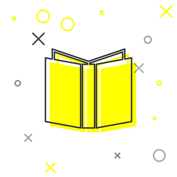 Linea grigia Apri l'icona del libro isolata su sfondo bianco. Illustrazione vettoriale — Vettoriale Stock