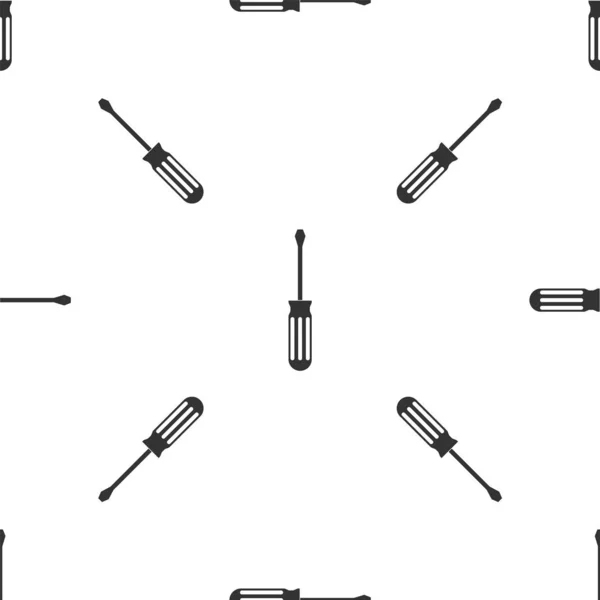 Icono del destornillador gris aislado patrón sin costura sobre fondo blanco. Símbolo herramienta de servicio. Ilustración vectorial — Vector de stock