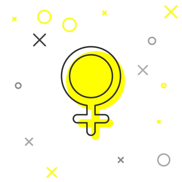 灰色の線 女性の性別記号アイコンは、白い背景に分離されています。金星のシンボル。女性の生物または女性のシンボル。ベクトルイラストレーション — ストックベクタ