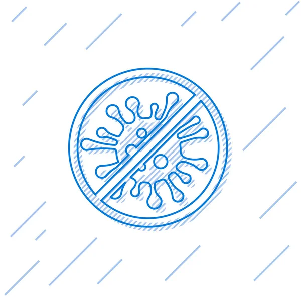 Mavi hat stop virüs, bakteri, mikroplar ve mikrobe simgesi beyaz arka planda izole. Antibakteriyel ve antiviral savunma, koruma enfeksiyonu. Vektör Illustration