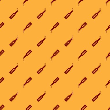 Kırmızı Spanking kürek simgesi kahverengi arka planda izole Dikişsiz desen. Fetiş aksesuarı. Yetişkin için seks oyuncağı. Vektör Illustration