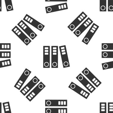 Kağıt ve belgeler ile gri ofis klasörleri simge beyaz arka planda izole Dikişsiz desen. Ofis bağlayıcıları. Arşiv klasör işareti. Vektör Illustration