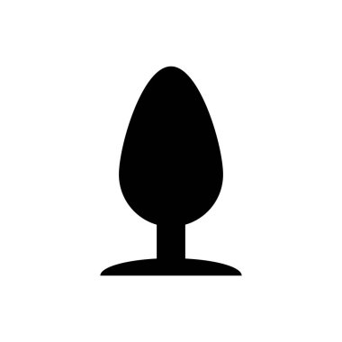 Siyah anal fiş simgesi beyaz arka planda izole. Popo fişi işareti. Fetiş aksesuarı. Erkek ve kadın için seks oyuncağı. Vektör Illustration