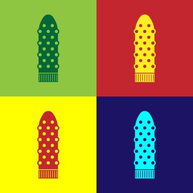Color Dildo vibrator for sex games icon isolated on color background. Sex toy for adult. Vaginal exercise machines for intimate. Vector Illustration