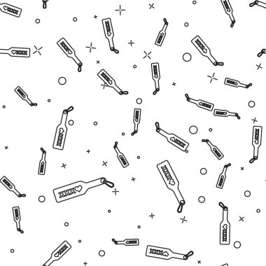 Siyah çizgi Spanking kürek simgesi izole Dikişsiz desen beyaz arka plan üzerinde. Fetiş aksesuarı. Yetişkin için seks oyuncağı. Vektör Illustration