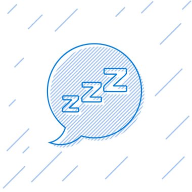 Mavi çizgi beyaz arka planda izole horlama simgesi ile konuşma balonu. Uyku kavramı, uykusuzluk, çalar saat uygulaması, derin uyku, uyanış. Vektör Illustration