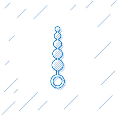 Mavi çizgi Anal boncuk simgesi beyaz arka planda izole. Anal topları işareti. Fetiş aksesuarı. Erkek ve kadın için seks oyuncağı. Vektör Illustration