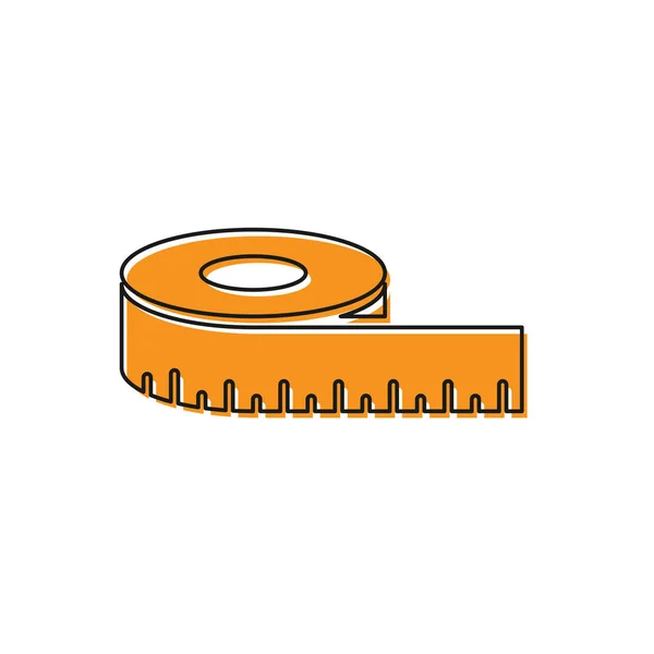 Ícone de medida de fita laranja isolado no fundo branco. Fita métrica. Ilustração vetorial —  Vetores de Stock