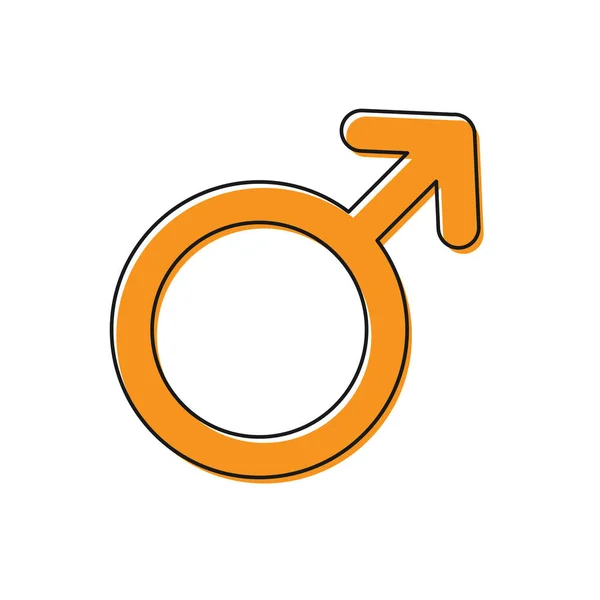 Orangefarbenes männliches Geschlechtssymbol auf weißem Hintergrund. Vektorillustration — Stockvektor
