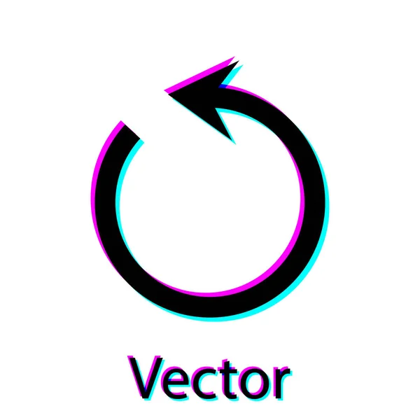 Icono Black Refresh aislado sobre fondo blanco. Recargar símbolo. Flecha de rotación en un signo de círculo. Ilustración vectorial — Vector de stock
