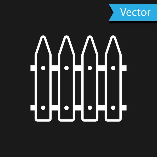 White Garden fence wooden icon isolated on black background. Vector Illustration — Stock Vector