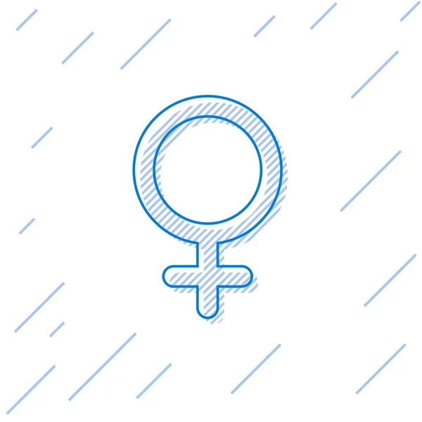 Línea azul Icono de símbolo de género femenino aislado sobre fondo blanco. Símbolo Venus. El símbolo de un organismo femenino o una mujer. Ilustración vectorial — Vector de stock