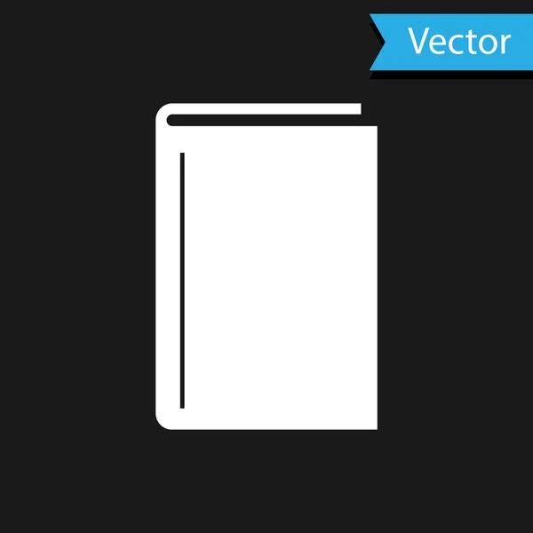 Ícone do livro branco isolado no fundo preto. Ilustração vetorial — Vetor de Stock