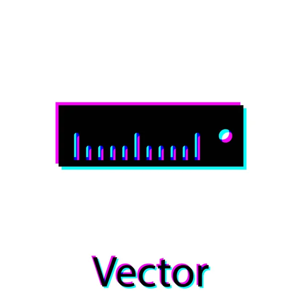 Schwarzes Lineal-Symbol auf weißem Hintergrund. Geradliniges Symbol. Vektorillustration — Stockvektor