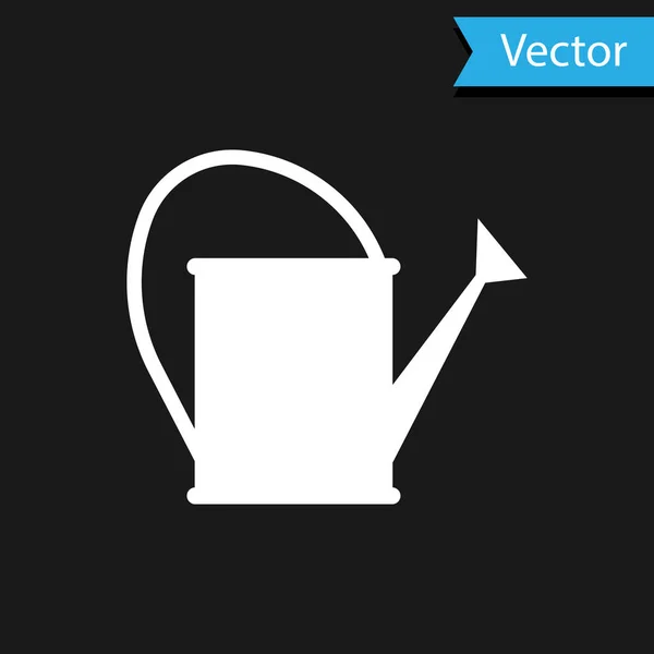 White Watering pode ícone isolado no fundo preto. Símbolo de irrigação. Ilustração vetorial — Vetor de Stock