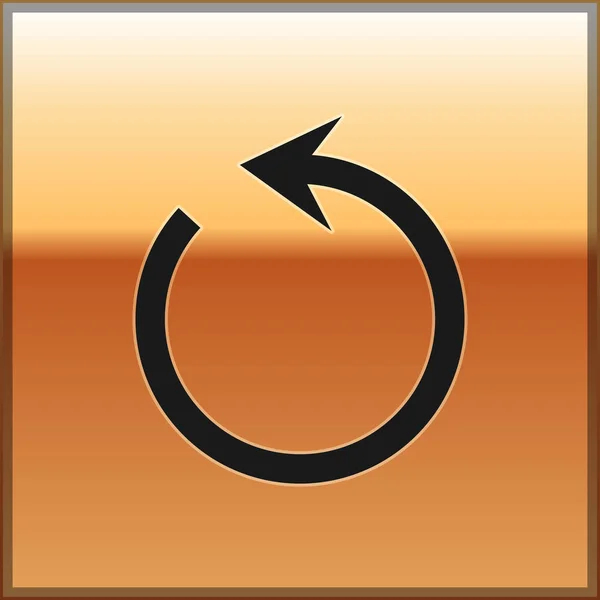 Icône Black Refresh isolée sur fond or. Recharger le symbole. Flèche de rotation dans un signe circulaire. Illustration vectorielle — Image vectorielle