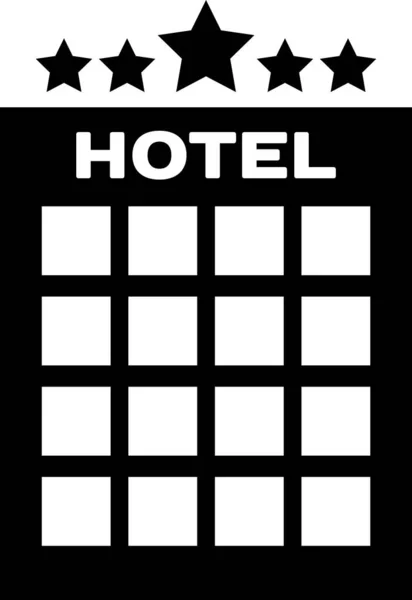 Fekete Hotel épület ikon izolált fehér háttér. Vektoros illusztráció — Stock Vector