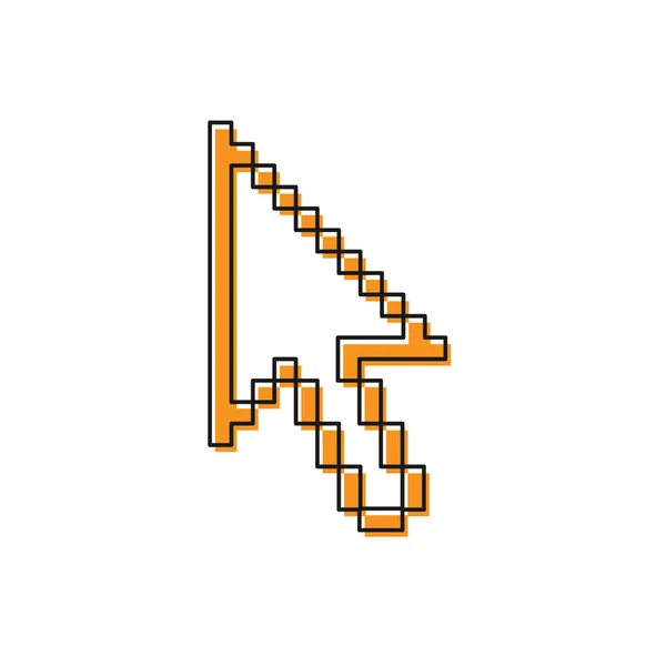 Icona del cursore freccia pixel arancione isolata su sfondo bianco. Illustrazione vettoriale — Vettoriale Stock