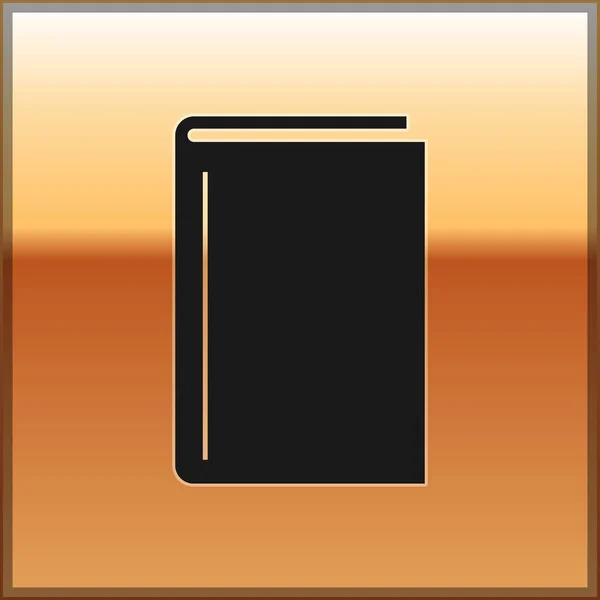Ícone do livro preto isolado em fundo dourado. Ilustração vetorial — Vetor de Stock