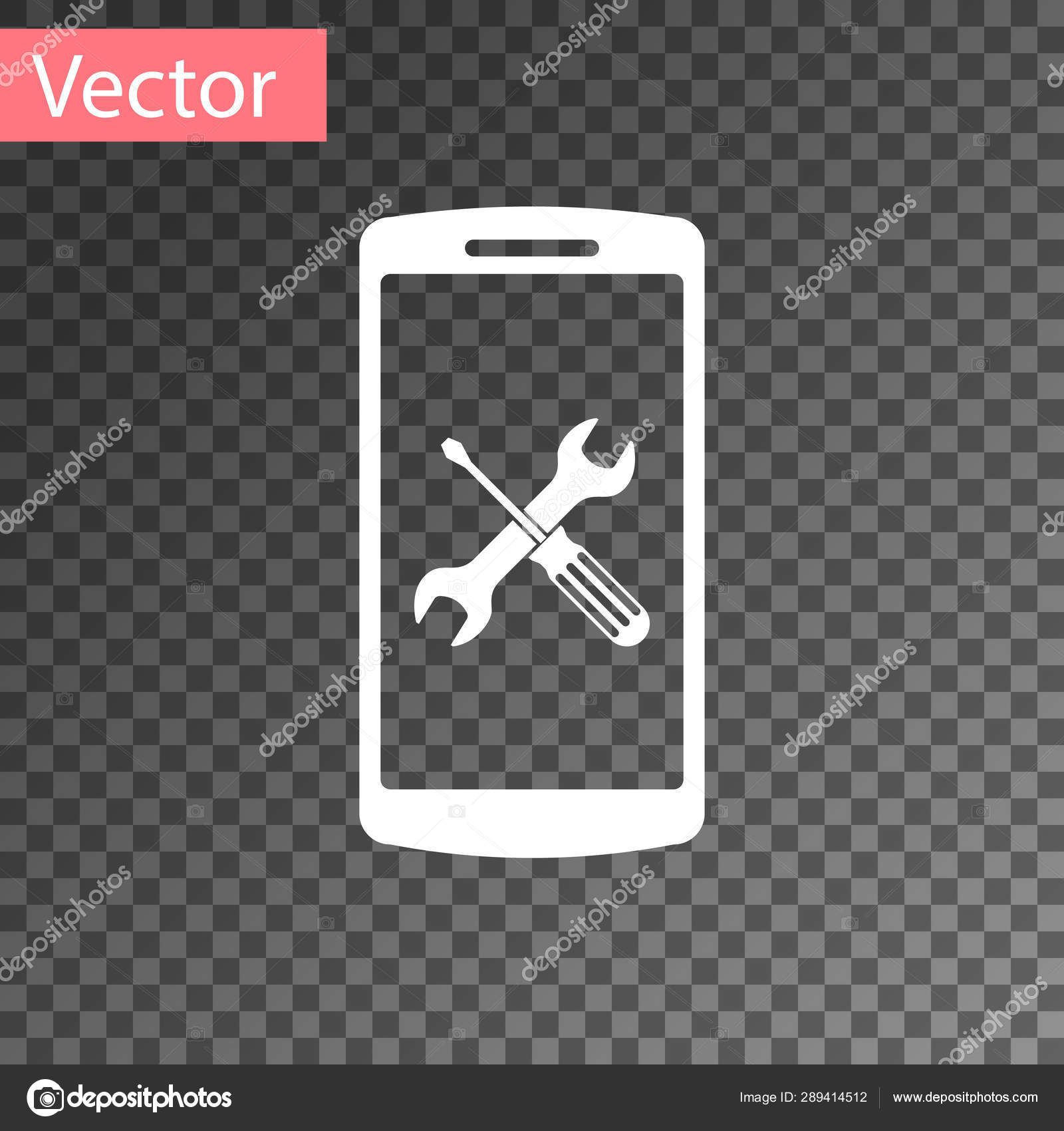 Smartphone blanco con destornillador e icono de llave inglesa aislado sobre  fondo transparente. Ajuste, servicio, ajuste, mantenimiento, reparación,  fijación. Ilustración vectorial Vector de stock #289414512 de  ©vectorvalera@gmail.com, image size:1600x1700