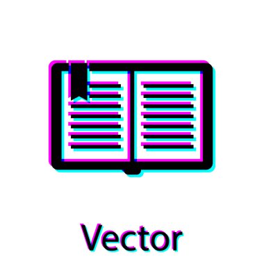 Siyah Açık kitap simgesi beyaz arka planda yalıtılmış. Vektör Illustration