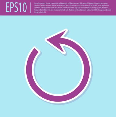 Retro mor turkuaz arka planda izole Yenile simgesi. Sembolü yeniden yükleyin. Daire işaretinde döndürme oku. Vektör Illustration