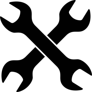 Siyah çapraz ciltleme simgesi beyaz arka planda izole. Anahtar tamir aracı. Servis aracı sembolü. Vektör Illustration