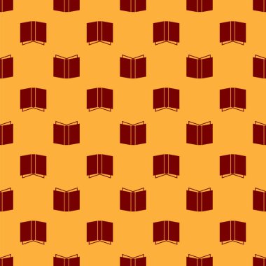 Kırmızı Açık kitap simgesi kahverengi arka planda izole Dikişsiz desen. Vektör Illustration