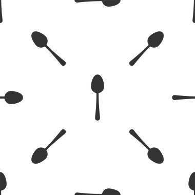 Gri kaşık simgesi beyaz arka planda izole Dikişsiz desen. Yemek Eşyası. Çatal bıçak işareti. Vektör Illustration