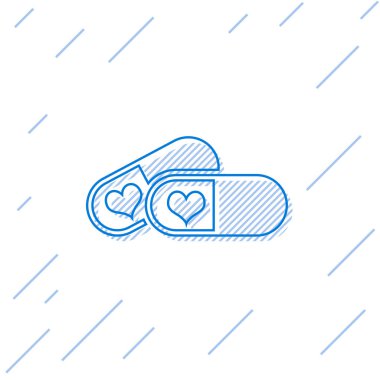 Mavi çizgi Pills için potens, afrodizyak simgesi beyaz arka planda izole. Erkekler ve kadınlar için seks hapları. Vektör Illustration