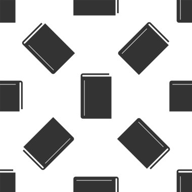 Gri kitap simgesi beyaz arka planda yalıtılmış Dikişsiz desen. Vektör Illustration