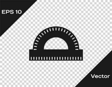 Şeffaf arka planda izole derece simgesi ölçmek için gri Protractor ızgara. Tilt açı ölçer. Ölçüm aleti. Geometrik sembol. Vektör Illustration
