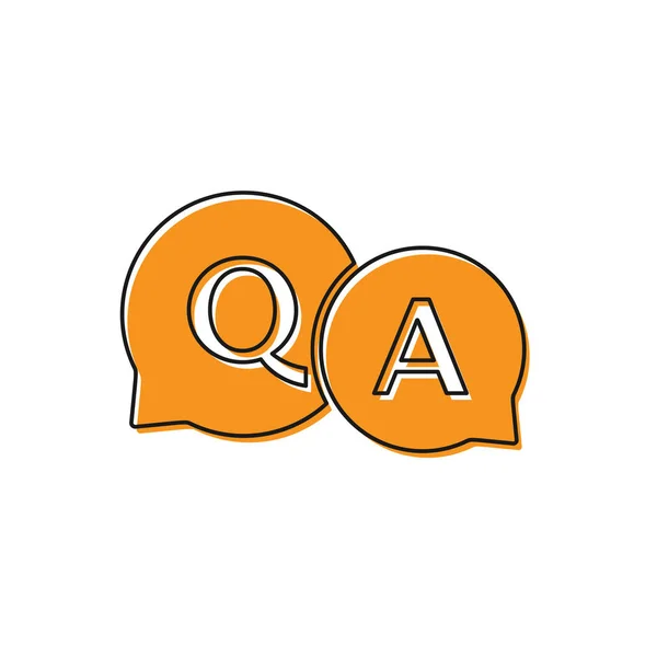 Orange Speech bubbles with Question and Answer icon isolated on white background. Q and A symbol. FAQ sign. Chat speech bubble and chart. Vector Illustration — Stock Vector