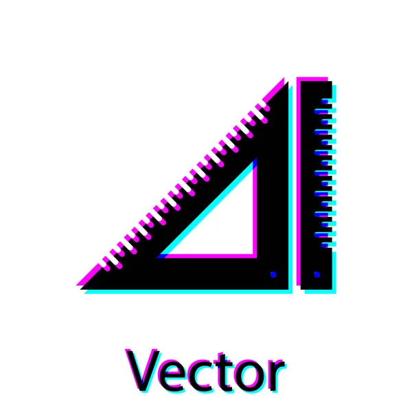 Ícone de régua triangular preto isolado no fundo branco. Símbolo simples. Símbolo geométrico. Ilustração vetorial — Vetor de Stock