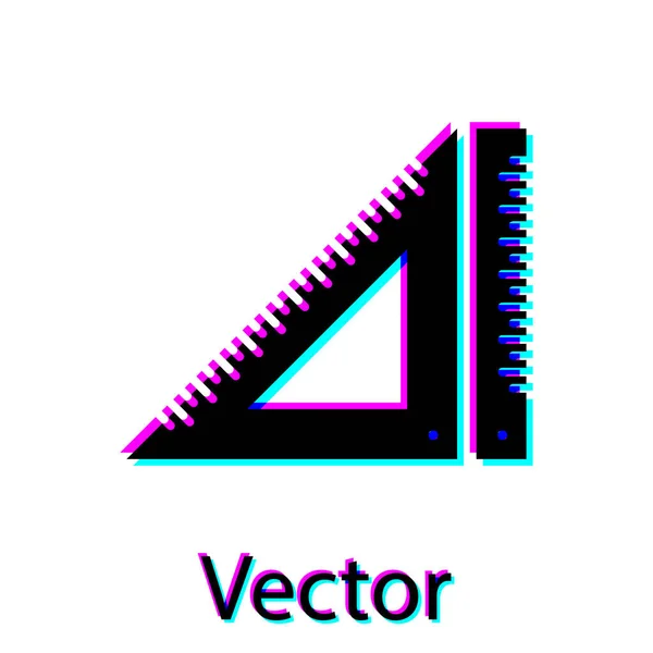 Черный треугольный значок линейки изолирован на белом фоне. Символ прямолинейности. Геометрический символ. Векторная миграция — стоковый вектор