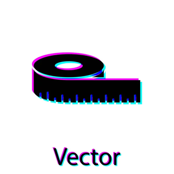Ícone de medida de fita preta isolado no fundo branco. Fita métrica. Ilustração vetorial —  Vetores de Stock
