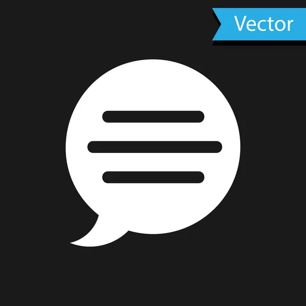 Vit Tal bubbla chatt ikon isolerad på svart bakgrund. Meddelandeikonen. Kommunikation eller kommentera chatt symbol. Vektor Illustration — Stock vektor