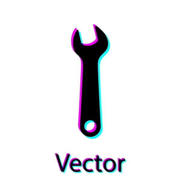 Icono de Llave Negra aislado sobre fondo blanco. Herramienta de reparación de llave. Símbolo herramienta de servicio. Ilustración vectorial — Vector de stock