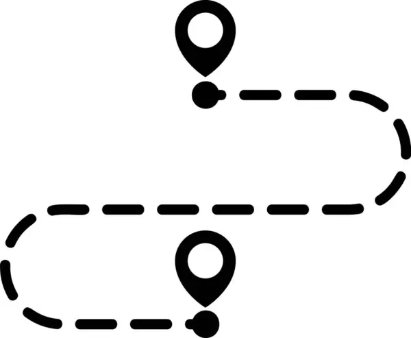 Schwarzes Routenortungssymbol isoliert auf weißem Hintergrund. Kartenzeiger. Konzept des Weges oder der Straße. gps navigator. Vektorillustration — Stockvektor