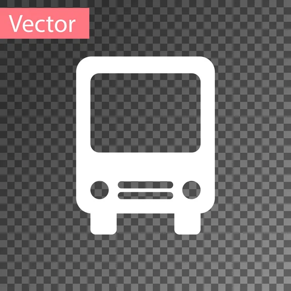 Icono de Bus blanco aislado sobre fondo transparente. Concepto de transporte. Autobús señal de transporte turístico. Símbolo turístico o de vehículo público. Ilustración vectorial — Vector de stock