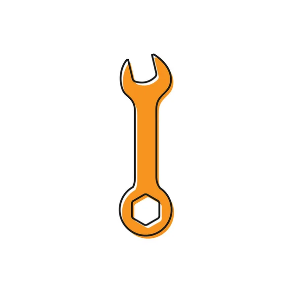 Icono de la llave naranja aislado sobre fondo blanco. Herramienta de reparación de llave. Símbolo herramienta de servicio. Ilustración vectorial — Archivo Imágenes Vectoriales