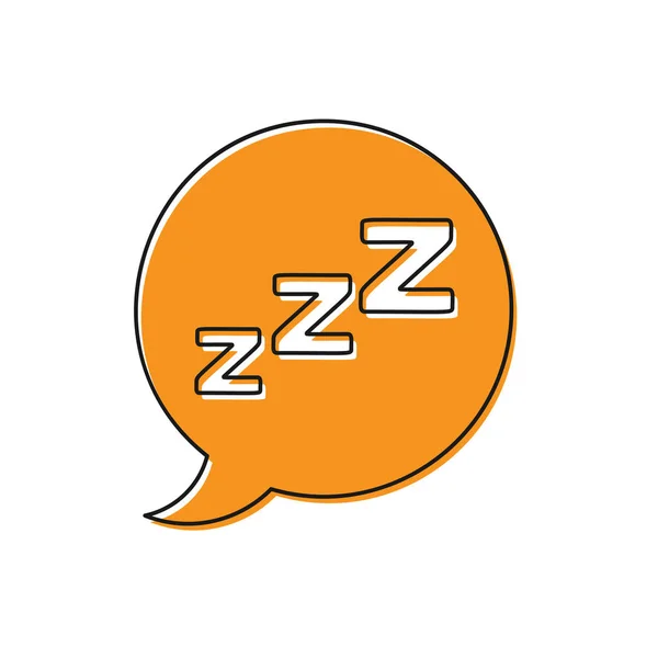 Bolha de voz laranja com ícone de ronco isolado no fundo branco. Conceito de dormir, insônia, aplicativo despertador, sono profundo, despertar. Ilustração vetorial — Vetor de Stock