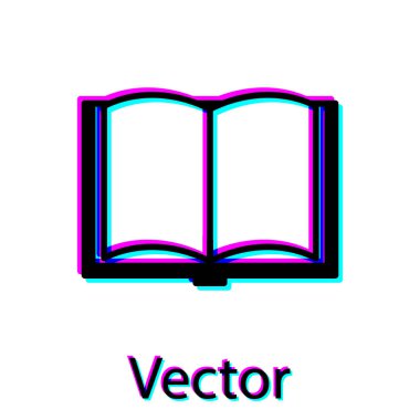 Siyah Açık kitap simgesi beyaz arka planda yalıtılmış. Vektör Illustration
