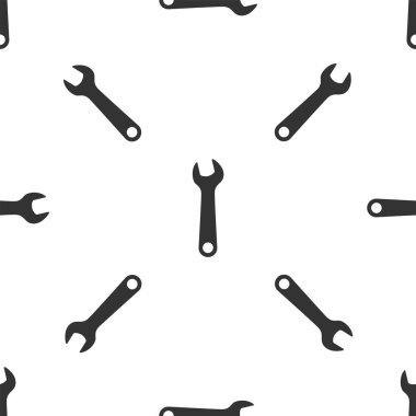 Gri anahtar simgesi beyaz arka planda izole Dikişsiz desen. Anahtar tamir aracı. Servis aracı sembolü. Vektör Illustration
