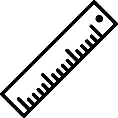 Beyaz arka planda izole siyah cetvel simgesi. Düz sembolü. Vektör Illustration